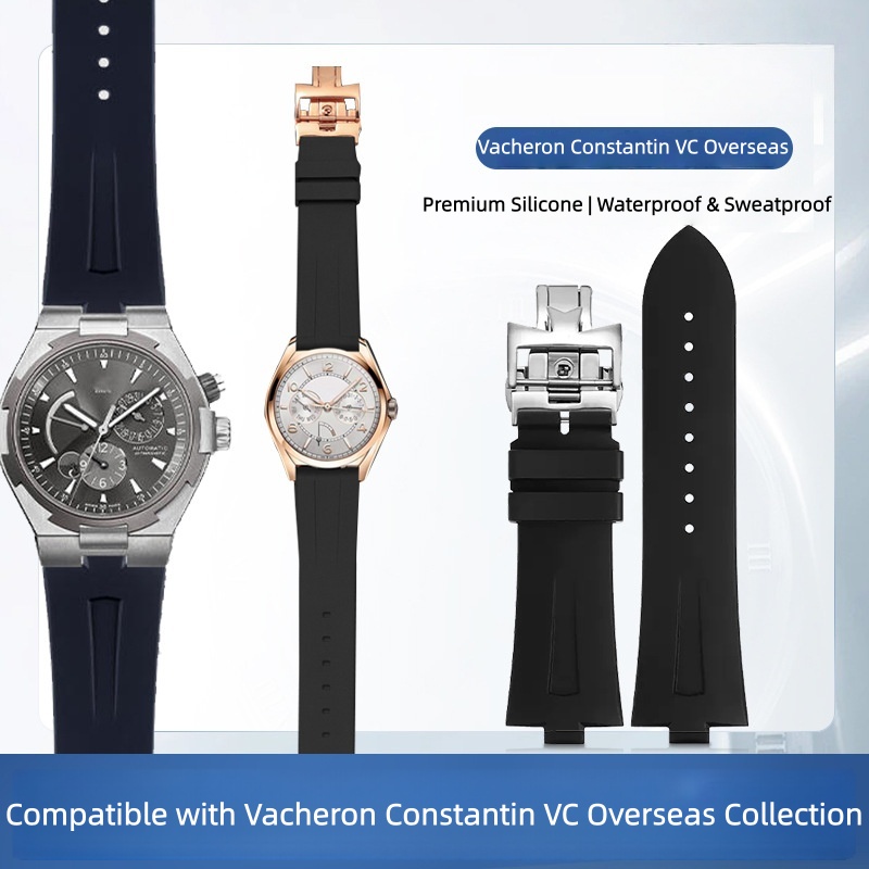 Luxury Watch Constantine - ยางซิลิโคนสายนาฬิกาสำหรับวาเชรอน คอนสแตนติน โอเวอร์ซีส์ VC 47450 VC