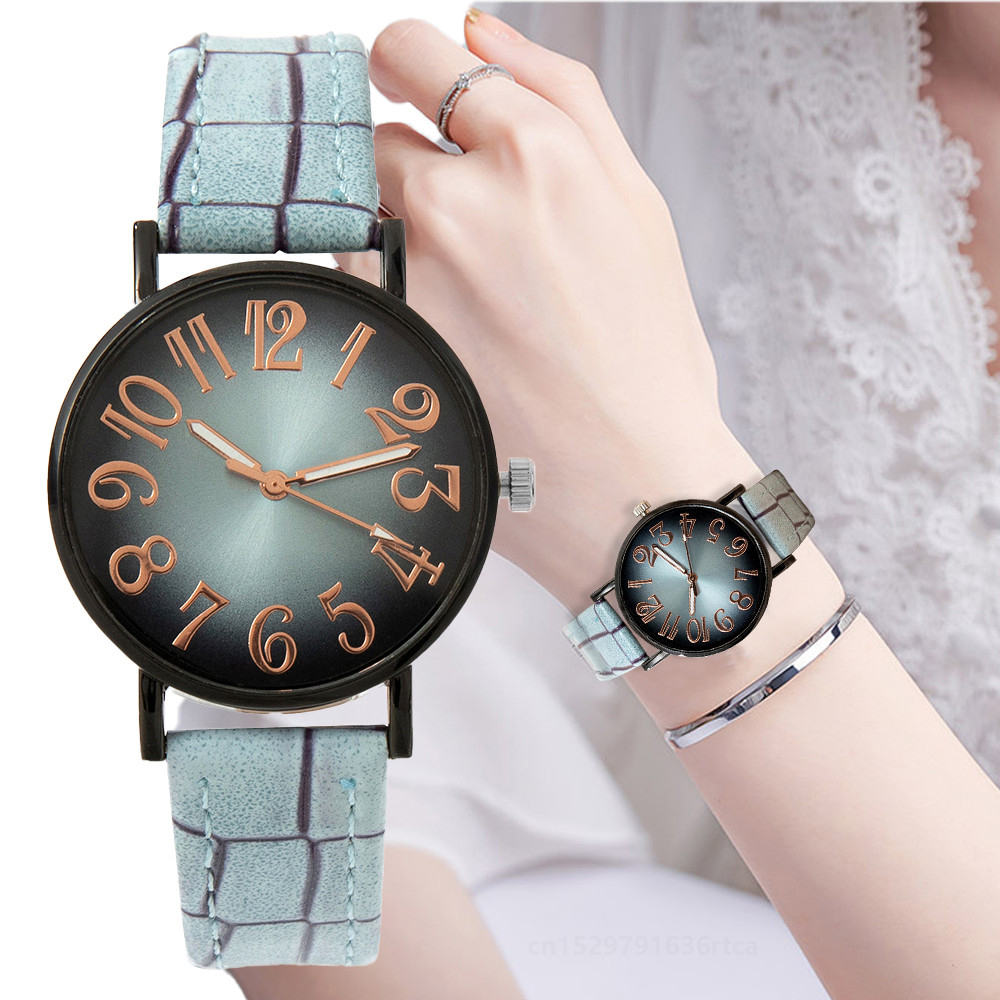Luxury Watch Vintage - นาฬิกาควอทซ์ดิจิตอลวินเทจสำหรับสุภาพสตรีสายหนังลายสก๊อตลำลองนาฬิกาผู้หญิงดูหรูหรา