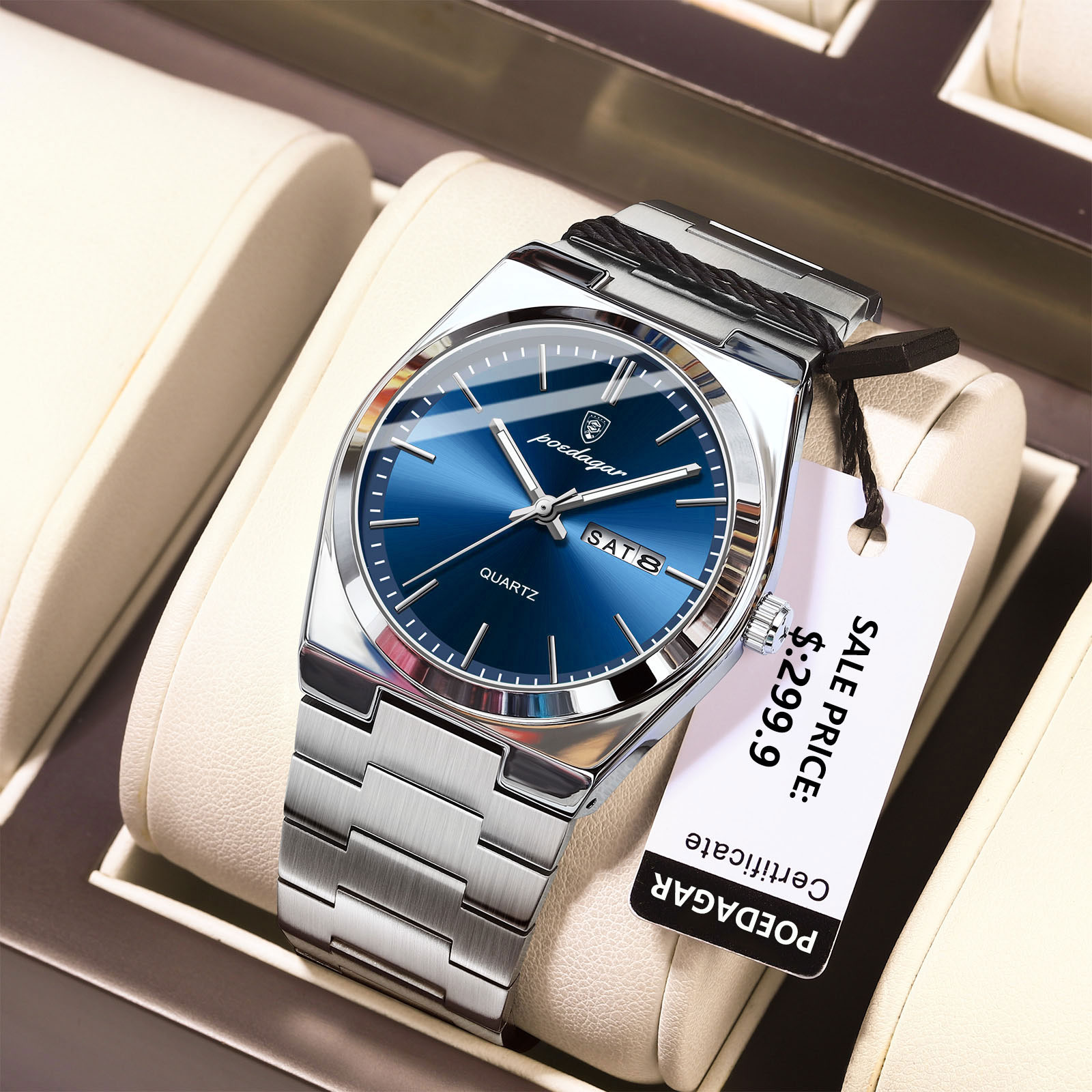 Luxury Watch Cartier - POEDAGAR นาฬิกาสุดหรูสําหรับชายสแตนเลสกันน้ํา Luminous Man นาฬิกาวันที่สัปดาห์แฟชั่น Casual