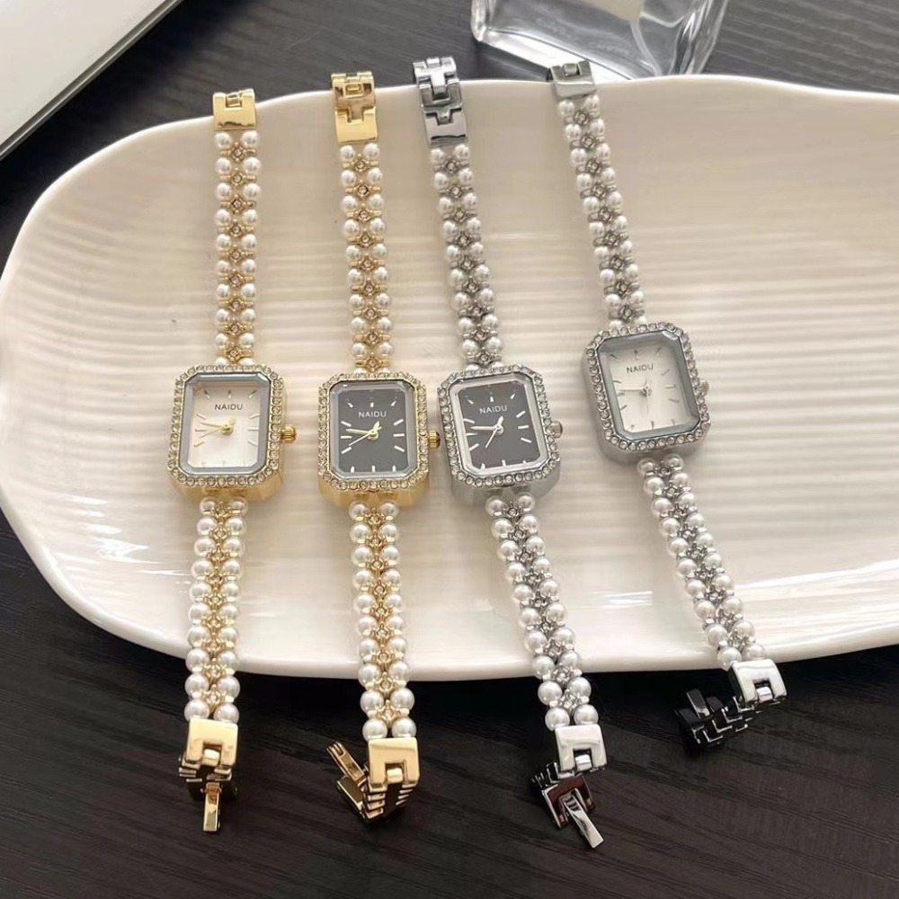 Luxury Watch Deals - นาฬิกาข้อมือผู้หญิงสุดหรู สายประดับมุก แฟชั่น ควอตซ์ ของขวัญสำหรับสุภาพสตรี ดรอปชิปปิ้ง