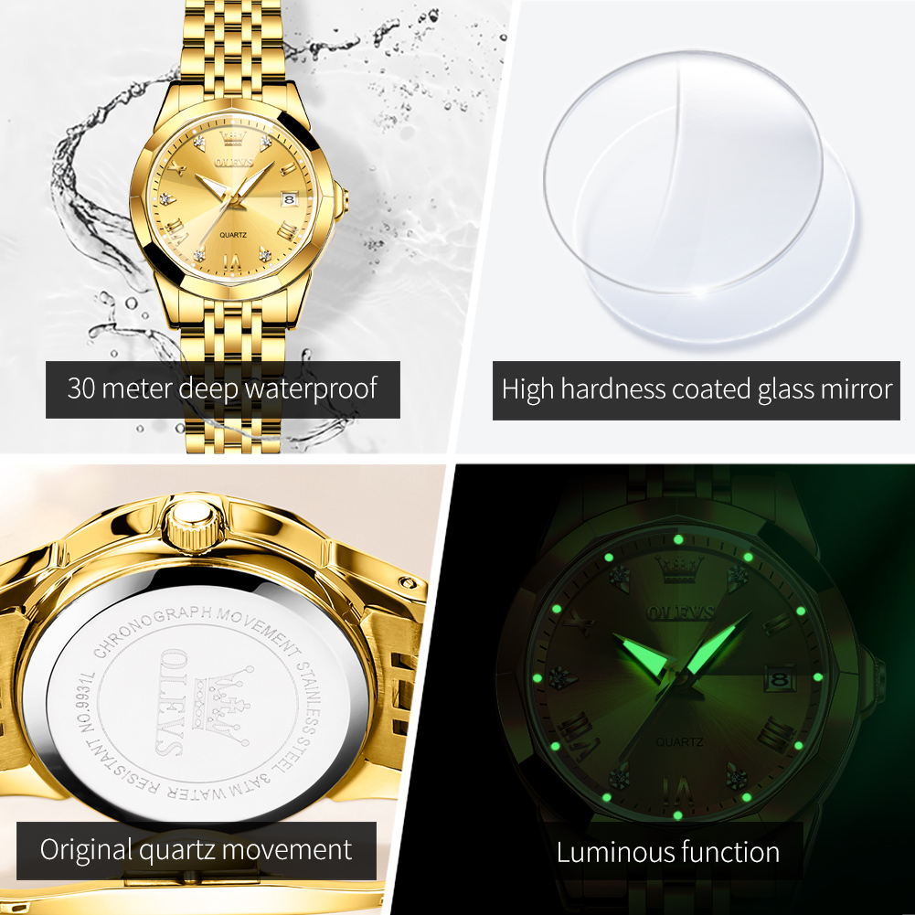 OLEVS แฟชั่นนาฬิกาสีทองสําหรับ - Luxury Watch Deals บทวิจารณ์และราคา